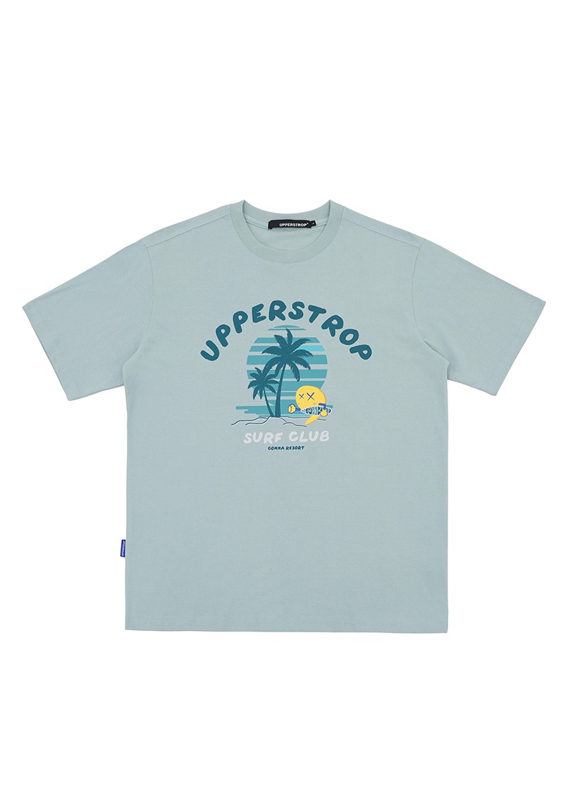 [UP9602] SURF CLUB 비치 팜트리 티셔츠 민트